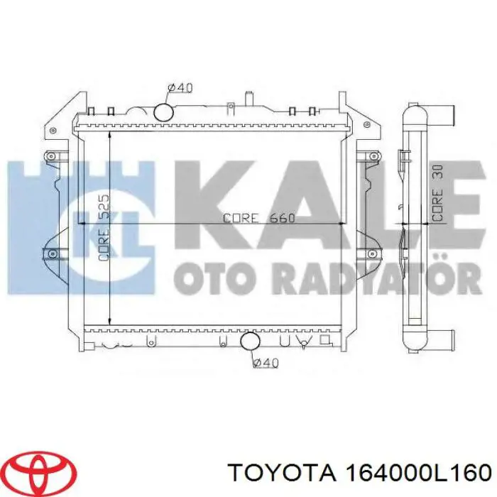 Chłodnica silnika Toyota 164000L160 cena, od 130,25 USD