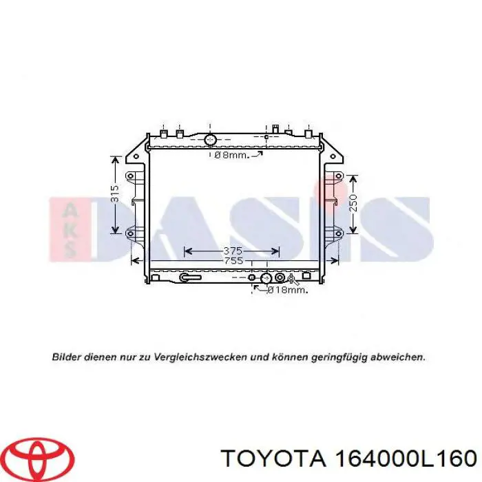 Do koszyka 164000L160 Toyota Chłodnica silnika