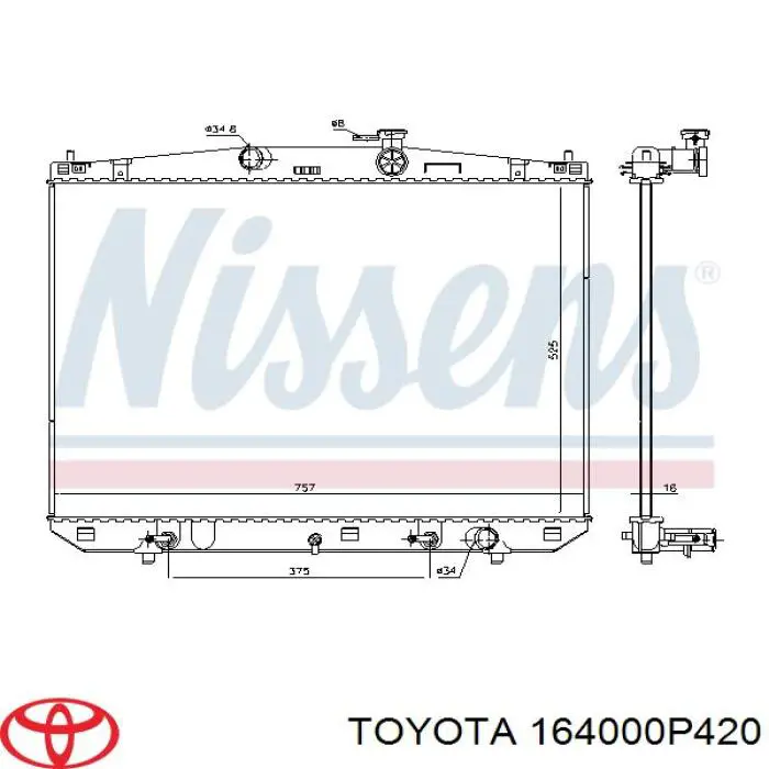 Do koszyka 164000P540 Toyota Chłodnica silnika
