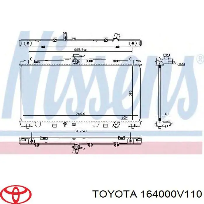 Do koszyka 164000V110 Toyota Chłodnica silnika
