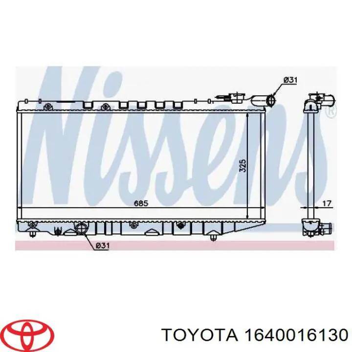 Chłodnica silnika 1640016130 Toyota