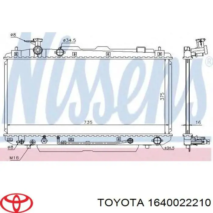 Do koszyka 1640022210 Toyota Chłodnica silnika