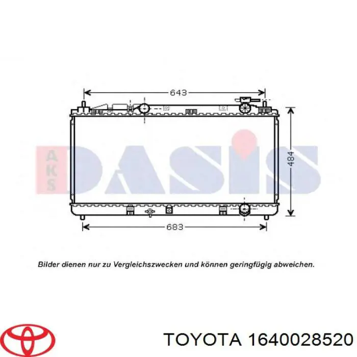 Chłodnica silnika Toyota 1640028520 cena, od 125,73 USD