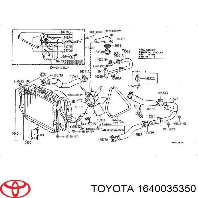 Do koszyka 1640035350 Toyota Chłodnica silnika