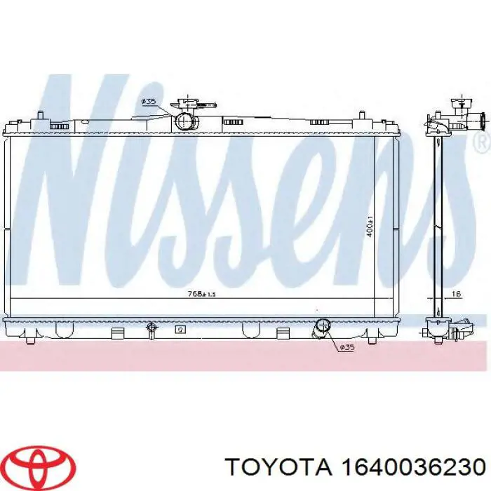 Chłodnica silnika Toyota 1640036240 cena, od 121,13 USD
