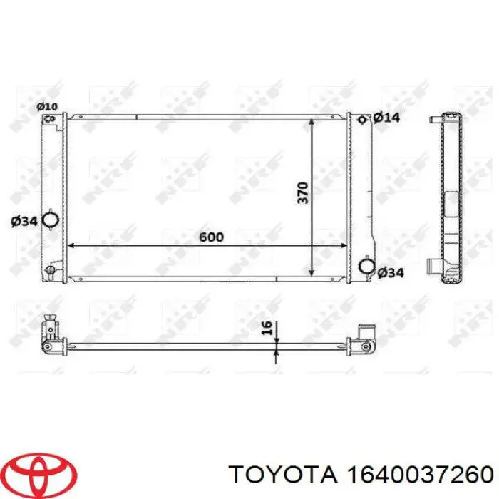 Chłodnica silnika Toyota 1640037260 cena, od 96,62 USD