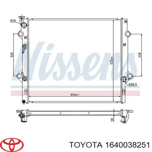 Chłodnica silnika Toyota 1640038250 cena, od 223,31 USD
