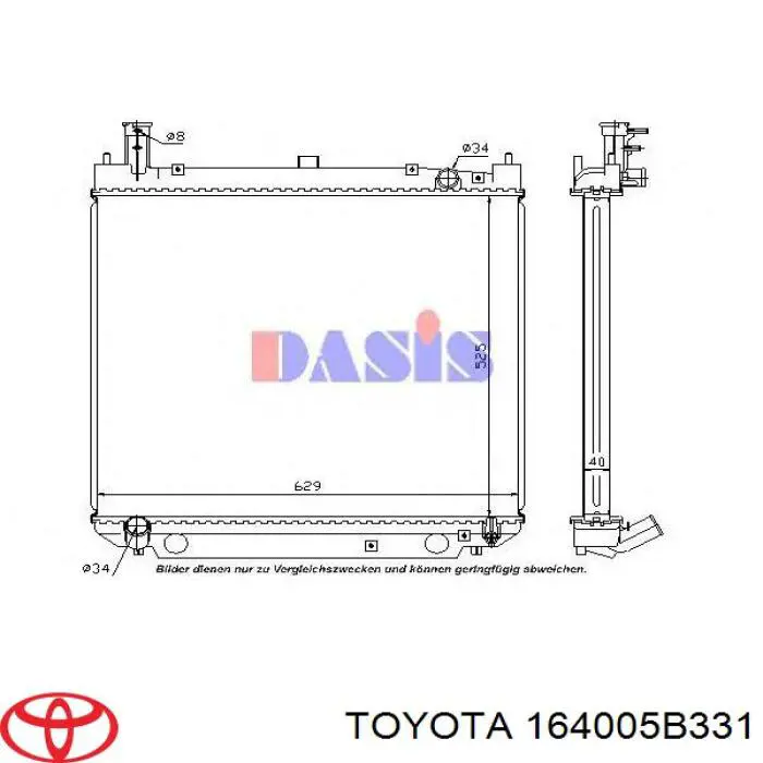 Do koszyka 164005B331 Toyota Chłodnica silnika