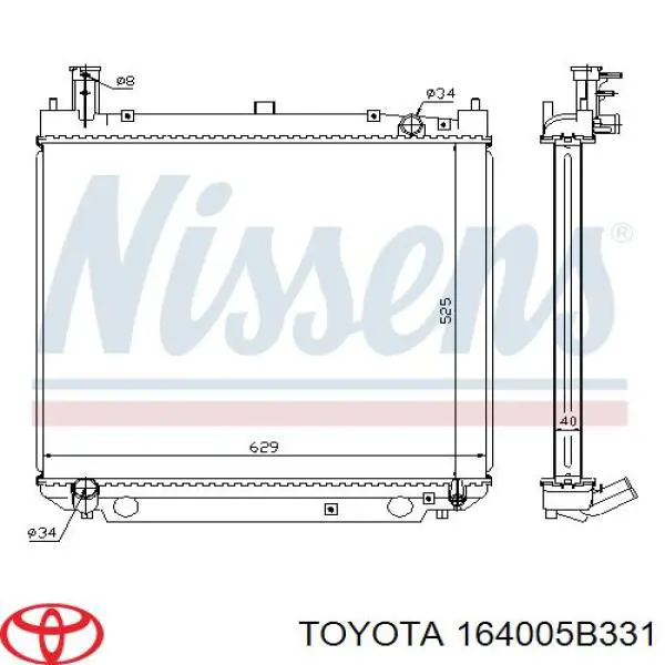 Chłodnica silnika 164005B331 Toyota
