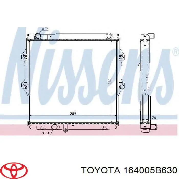 Chłodnica silnika 164005B620 Toyota
