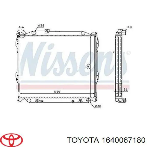 Chłodnica silnika Toyota 1640067180 cena, od 190,69 USD