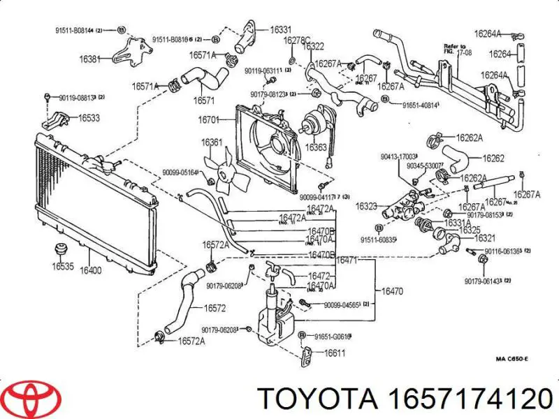 Do koszyka 1657174120 Toyota Przewód (króciec) układu chłodzenia