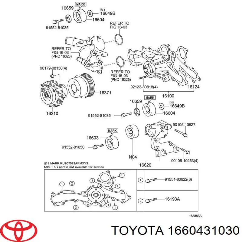 1660431030 Toyota rolka prowadząca, kierunkowa paska napędowego