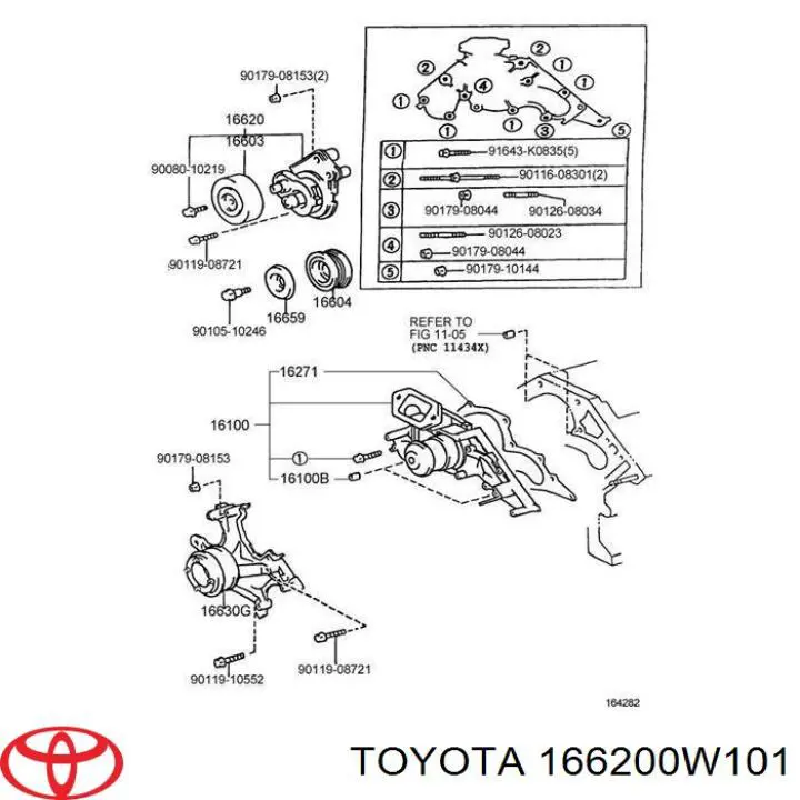 Napinacz paska napędowego Toyota 166200W101 cena, od 80,17 USD