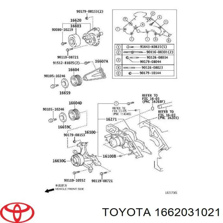 Napinacz paska napędowego Toyota 1662031021 cena, od 71,34 USD