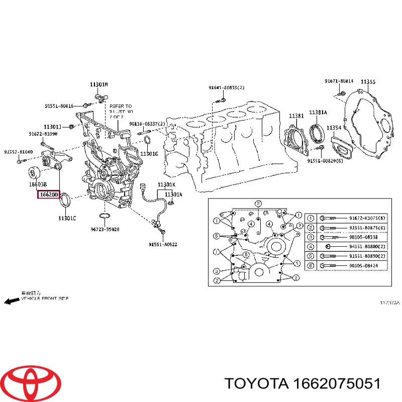 Napinacz paska napędowego Toyota 1662075051 cena, od 77,01 USD