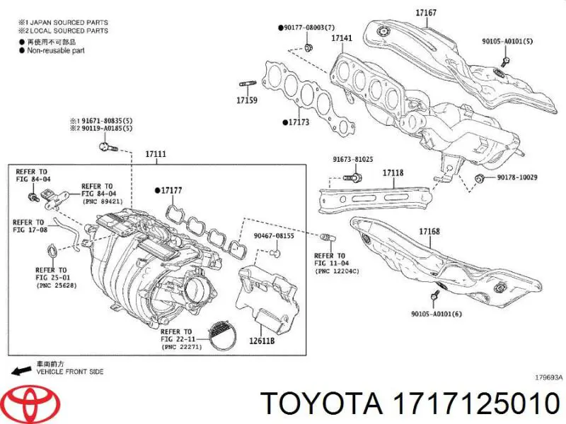 Uszczelka kolektora ssącego Toyota 1717125010 cena, od 7,79 USD
