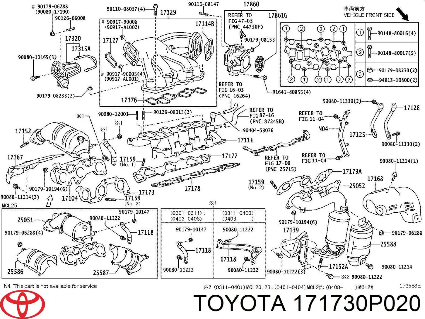 171730P020 Toyota uszczelka kolektora wydechowego