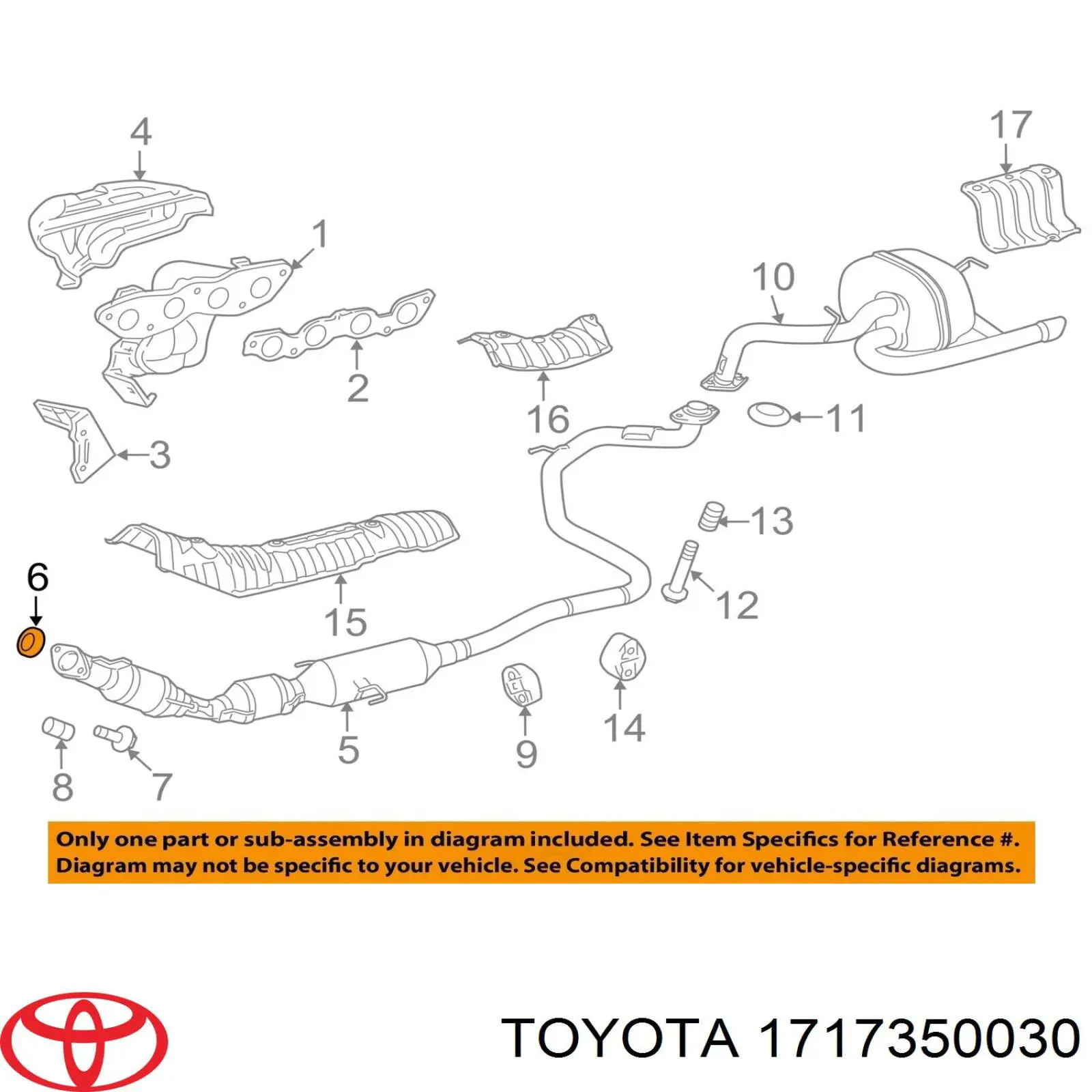Uszczelka kolektora wydechowego Toyota 1717350030 cena, od 42,40 USD