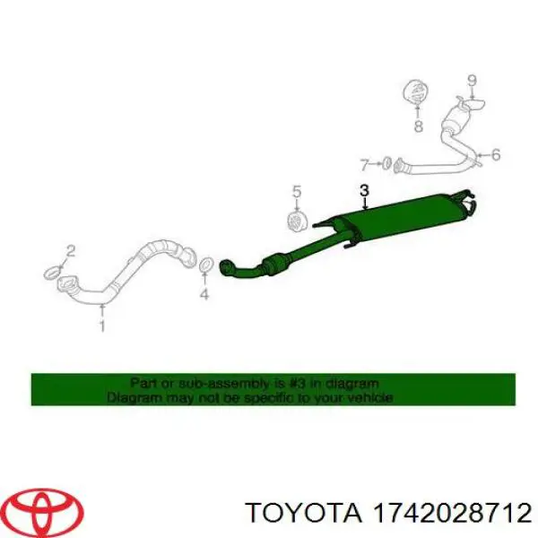 Tłumik, środkowa część Toyota 1742028712 cena, od 115,89 USD