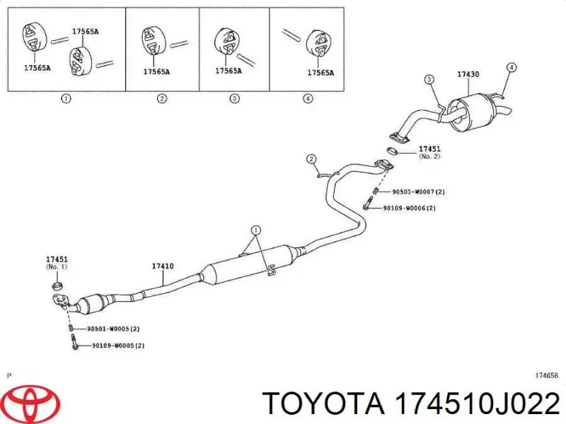 Do koszyka 174510J022 Toyota Uszczelka tłumika montażowa