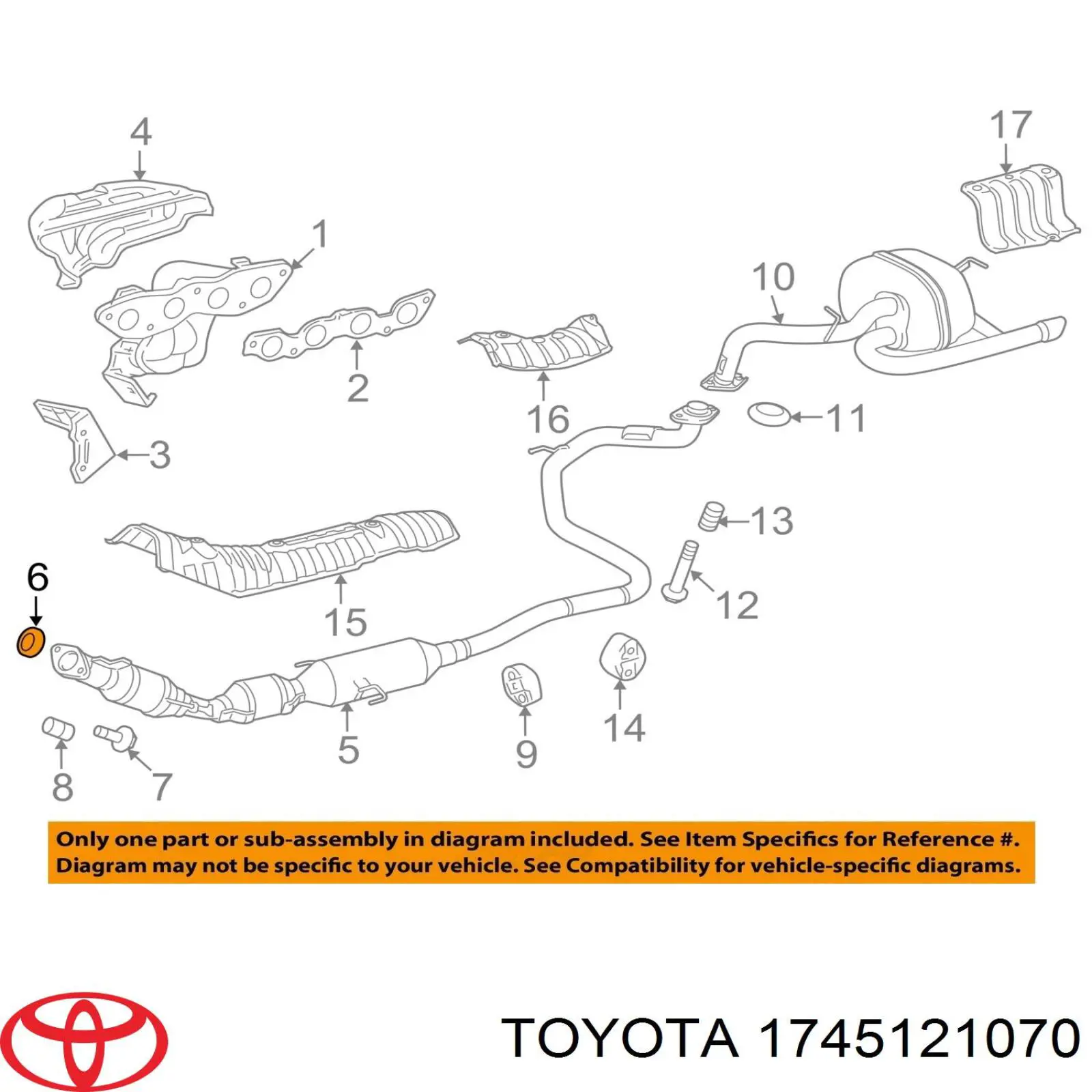 Uszczelka rury odbiornika tłumika Toyota 1745121070 cena, od 4,99 USD
