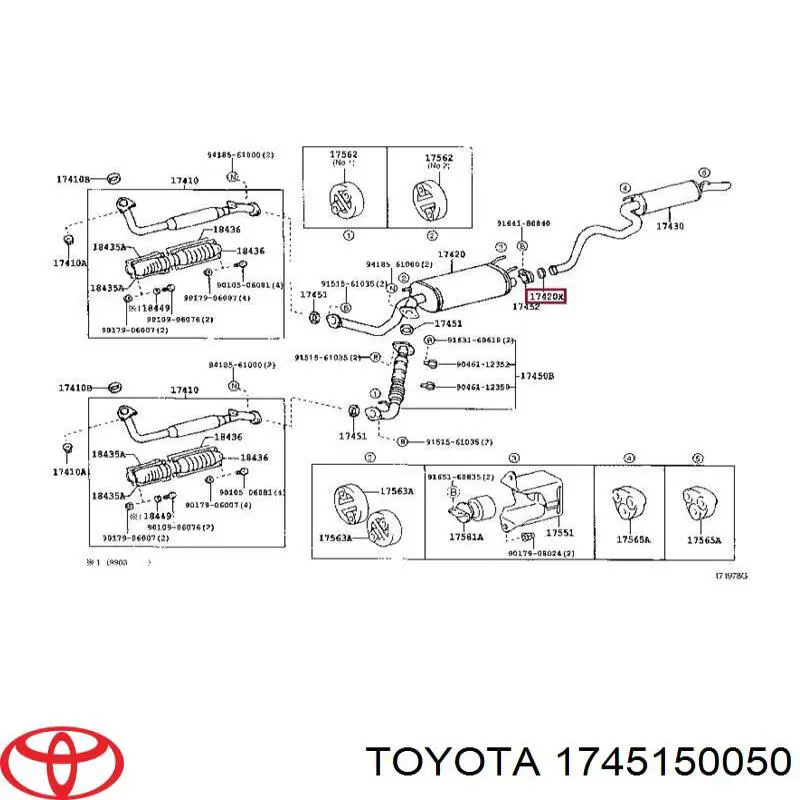 1745150050 Toyota Uszczelka rury odbiornika tłumika