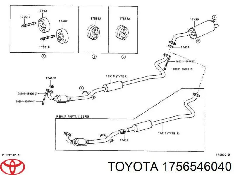 1756546040 Toyota Poduszka mocowania tłumika
