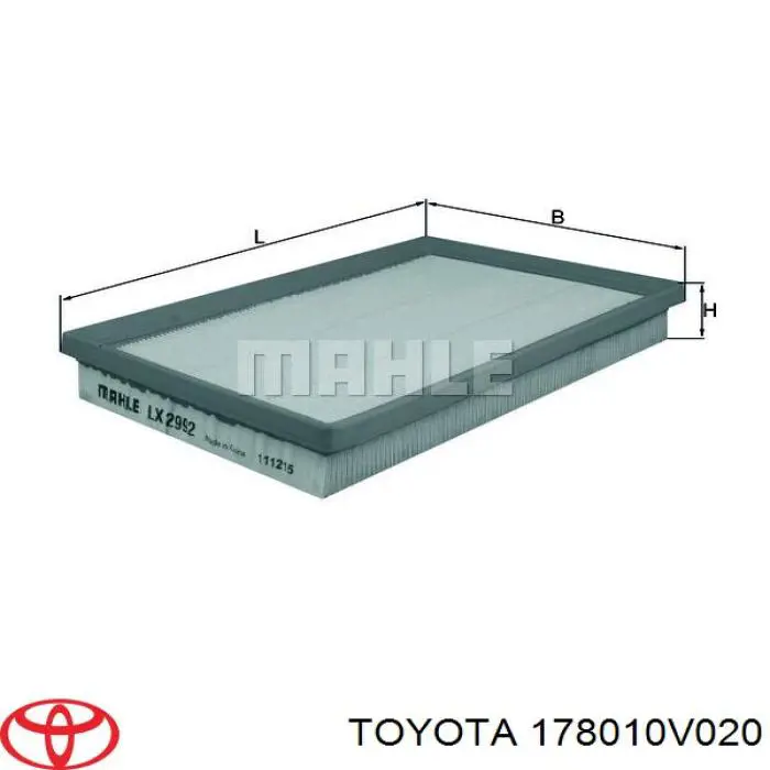 Do koszyka 178010V020 Toyota Filtr powietrza