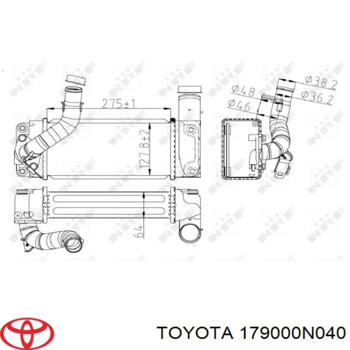 Chłodnica intercoolera Toyota 179000N040 cena, od 78,32 USD