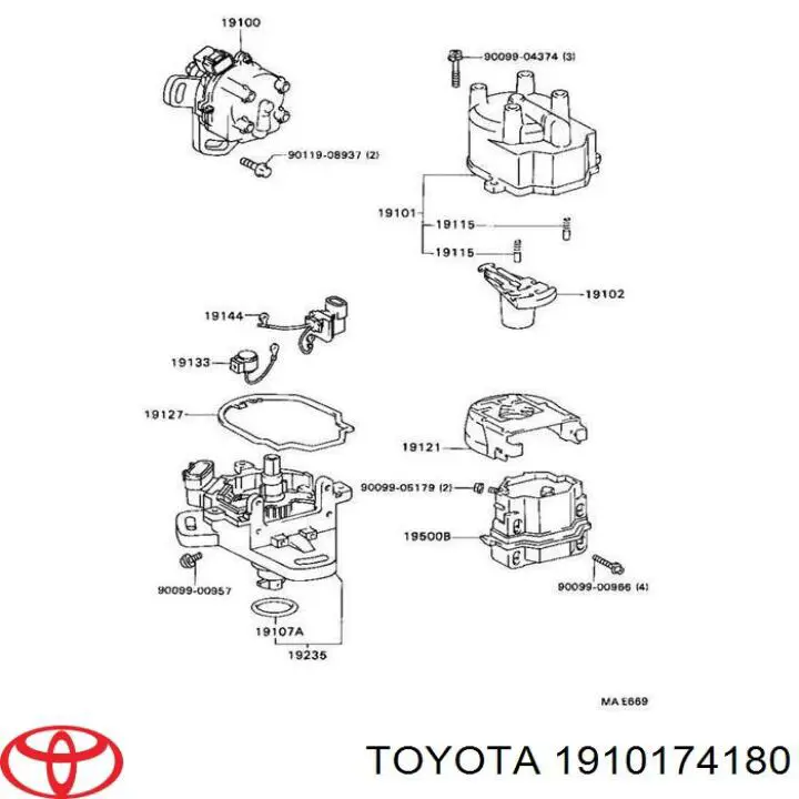 Do koszyka 1910174180 Toyota Kopułka rozdzielacza zapłonu