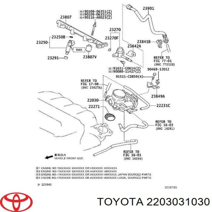 Przepustnica, komplet Toyota 2203031030 cena, od 17,56 USD