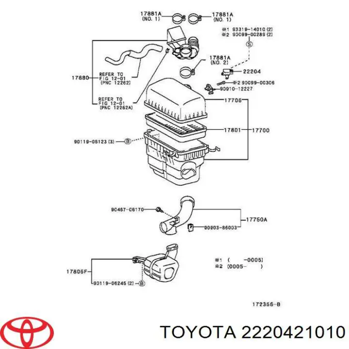 Czujnik przepływu powietrza, przepływomierz powietrza M.A.F. Toyota 2220421010 cena, od 45,97 USD