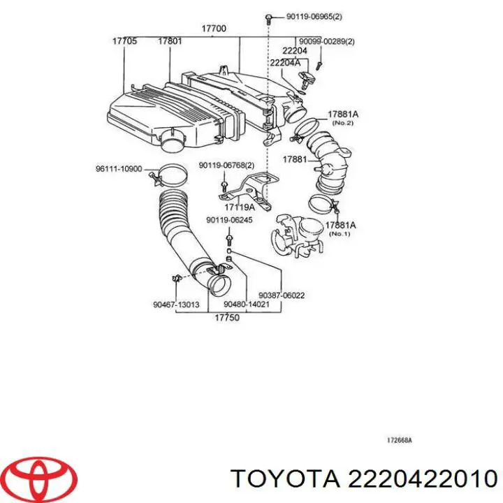 Do koszyka 2220422010 Toyota Czujnik przepływu powietrza, przepływomierz powietrza M.A.F.