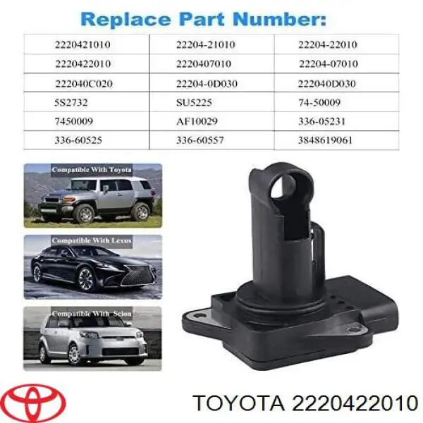 Czujnik przepływu powietrza, przepływomierz powietrza M.A.F. Toyota 2220422010
