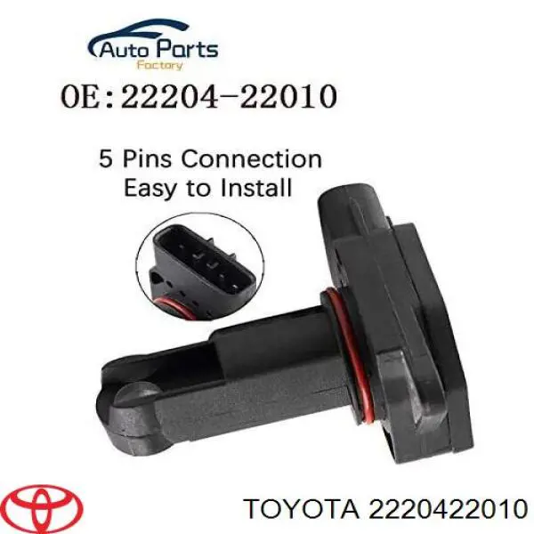 2220422010 Toyota Czujnik przepływu powietrza, przepływomierz powietrza M.A.F.