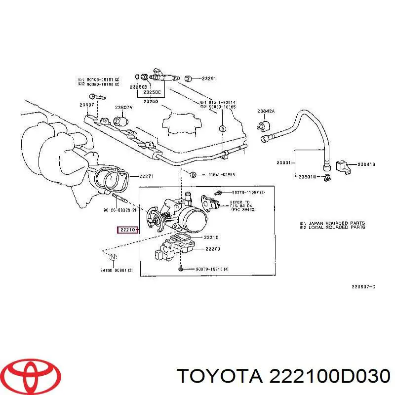 Przepustnica, komplet Toyota 222100D020 cena, od 2773,77 USD