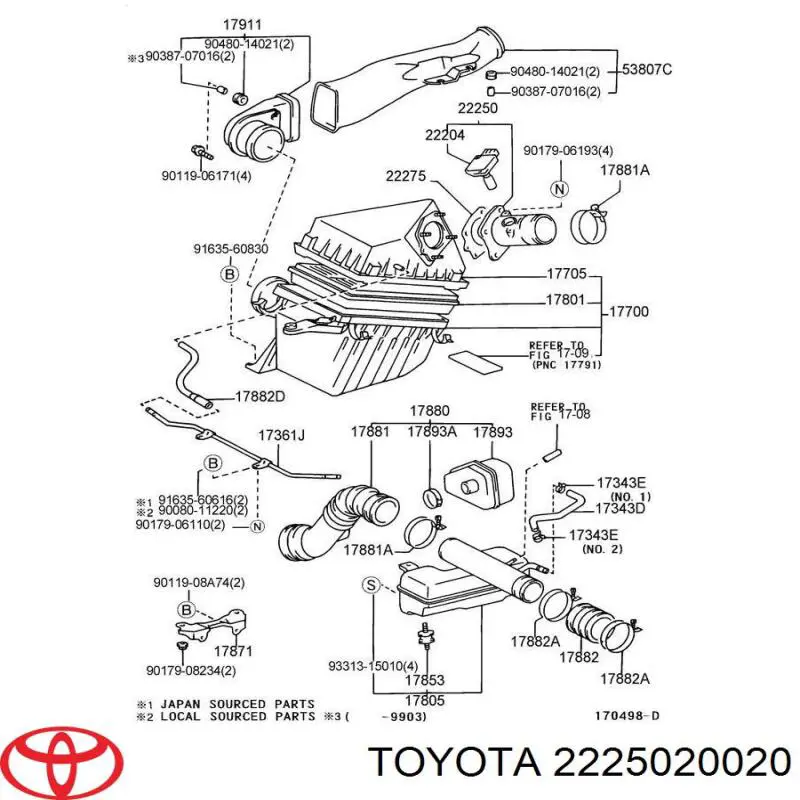 Czujnik przepływu powietrza, przepływomierz powietrza M.A.F. Toyota 2225020020 cena, od 2474,85 USD