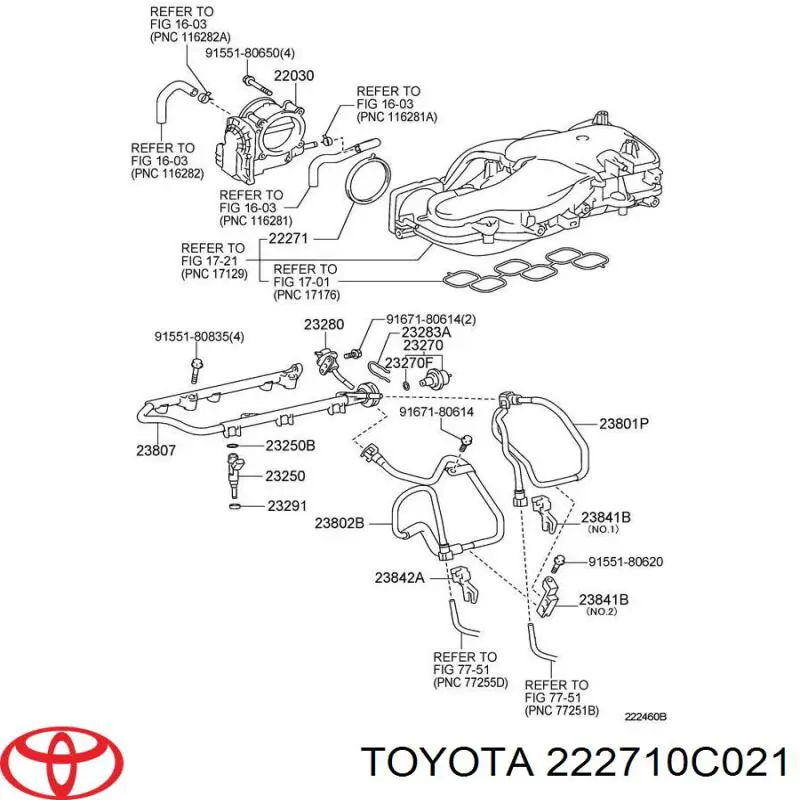 222710C021 Toyota Uszczelka przepustnicy