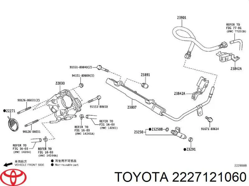 2227121060 Toyota Uszczelka przepustnicy