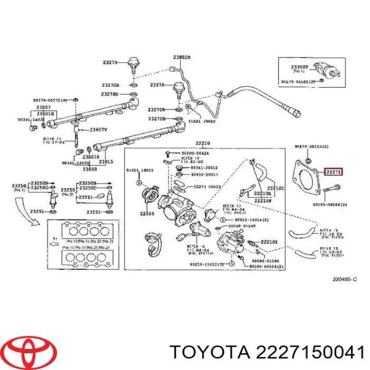 2227150041 Toyota uszczelka przepustnicy