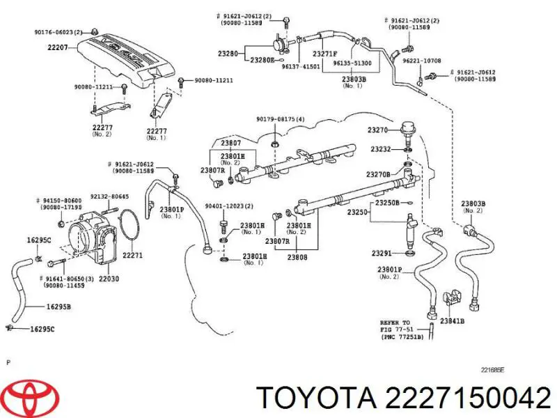 2227150042 Toyota uszczelka przepustnicy