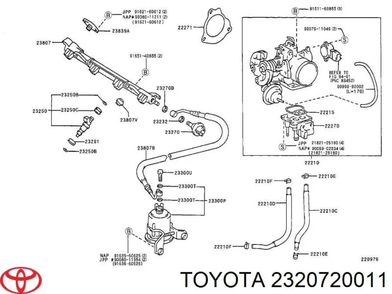 2320720011 Toyota Regulator ciśnienia paliwa w listwie paliwowej