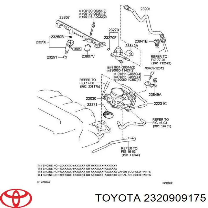 2320909175 Toyota Wtryskiwacz paliwa