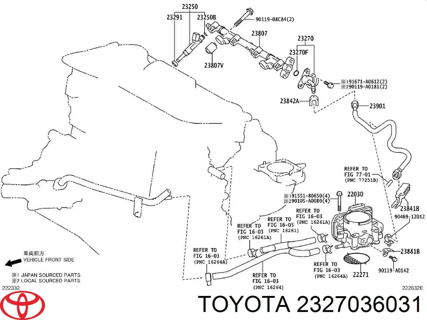 Regulator ciśnienia paliwa w listwie paliwowej Toyota 2327036031 cena, od 198,99 USD