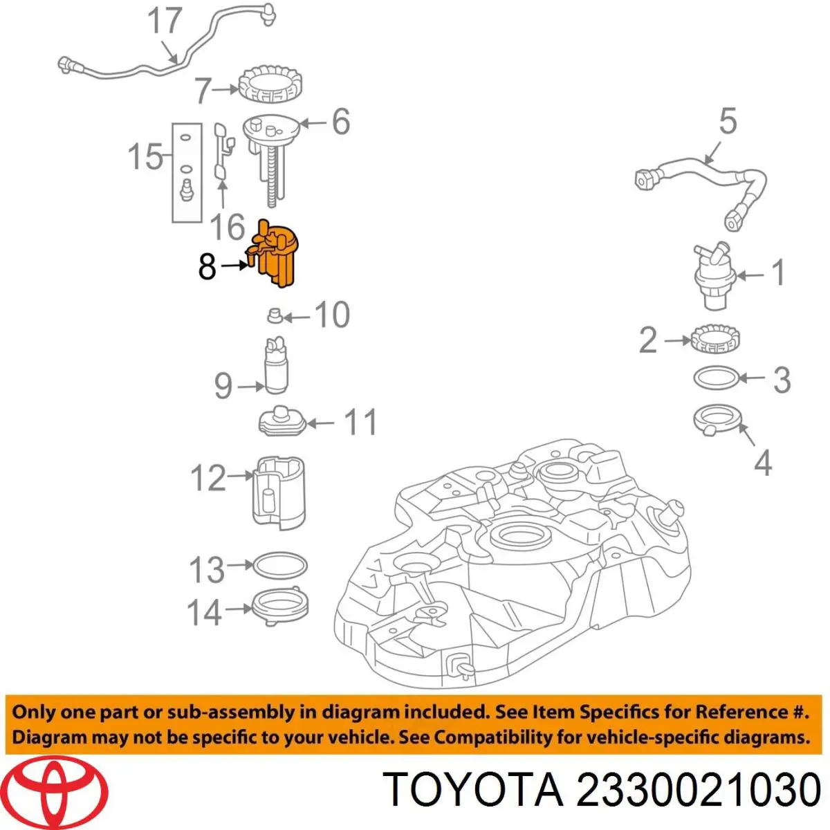 Filtr paliwa Toyota 2330021030 cena, od 13,03 USD