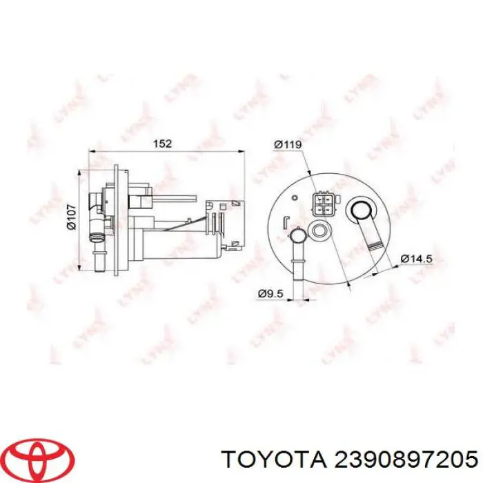 Filtr paliwa 2390897205 Toyota