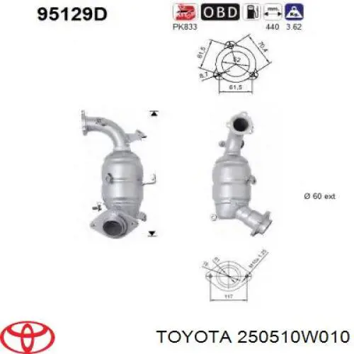 250510W010 Toyota konwerter-katalizator