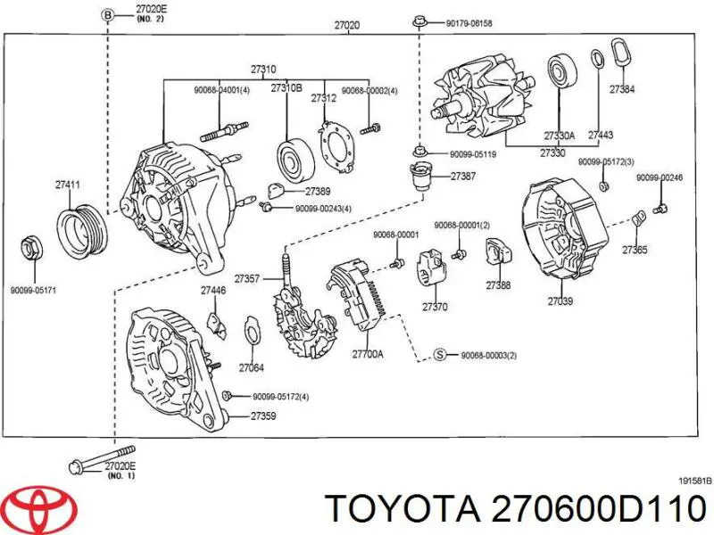 270600D110 Toyota Alternator