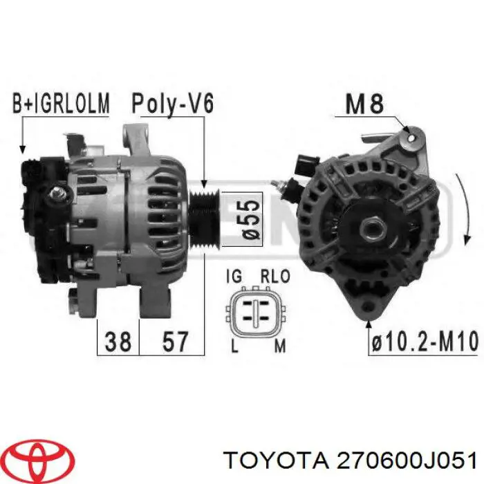 Alternator Toyota 270600J051 cena, od 136,21 USD